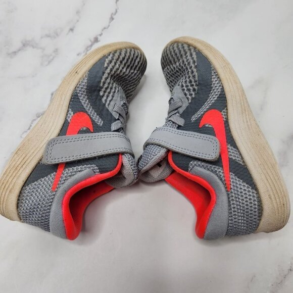 Nike Revolution 4 Grey Pink Mesh Hook and Loop Sneakers Toddler Shoes 9C - Picture 6 of 9